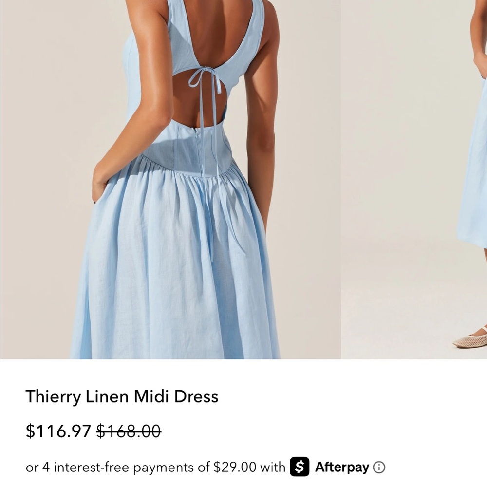 Astr Blue Backless Tie Front Midi Dress